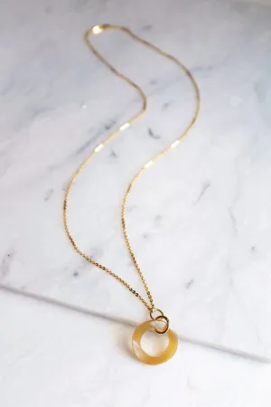 Hoi An 16K Gold Plated Necklace with Circle-shaped Genuine Horn Pendant