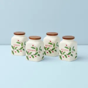 Holiday Baking Spice Jars, Set of 4