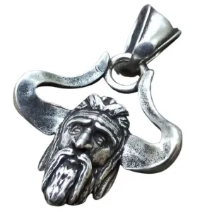 Horned God Veles silver plated pendant