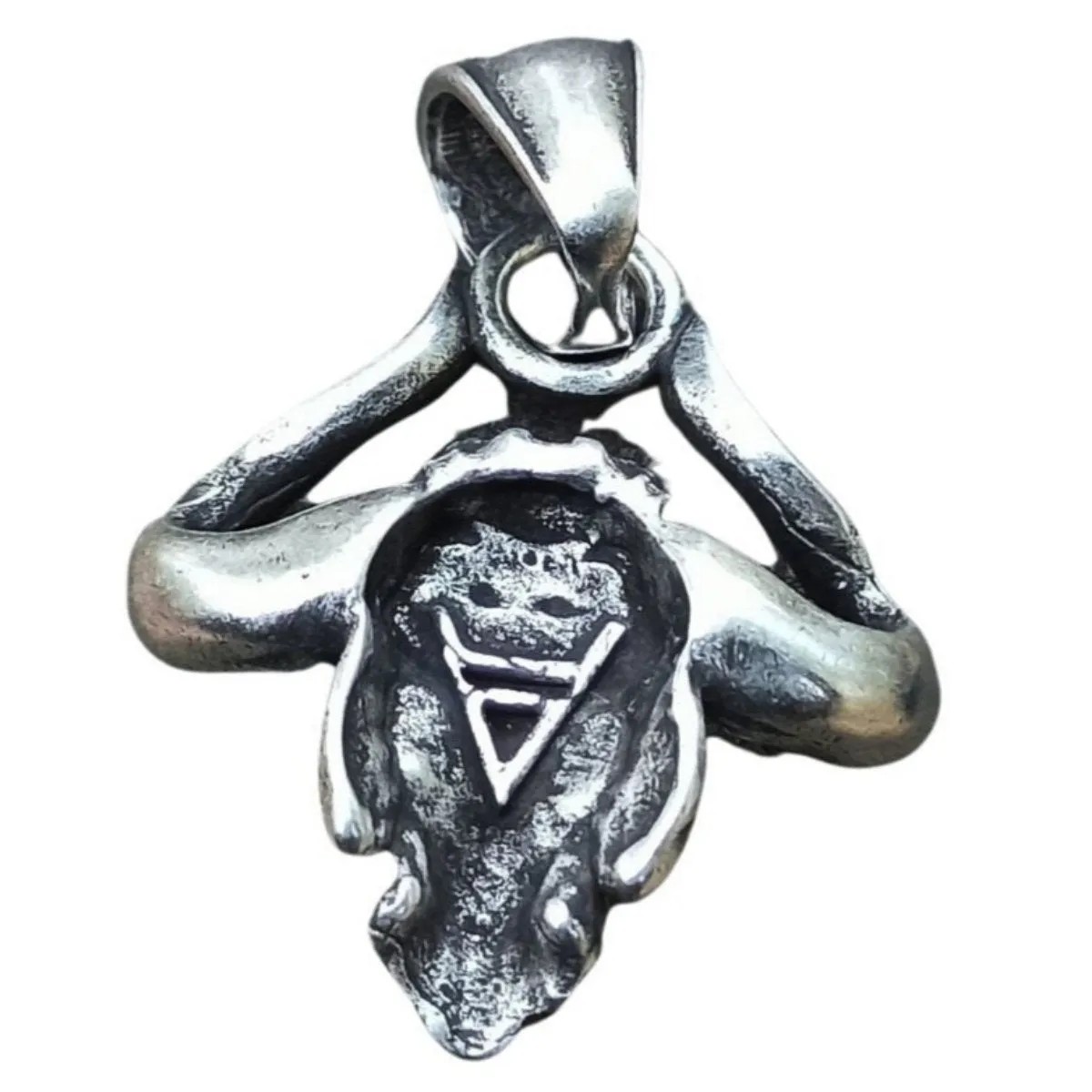 Horned God Veles silver plated pendant
