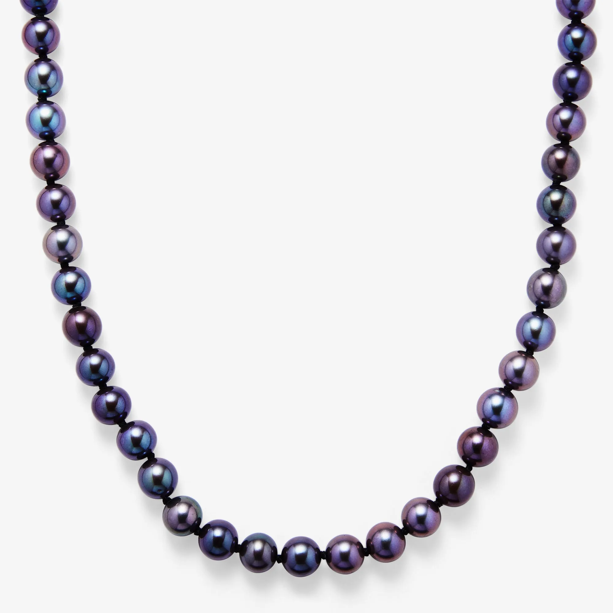 Hunter Necklace with Fresh Water Black Pearls in 20K Peach Gold- 26''
