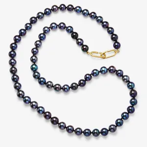 Hunter Necklace with Fresh Water Black Pearls in 20K Peach Gold- 26''