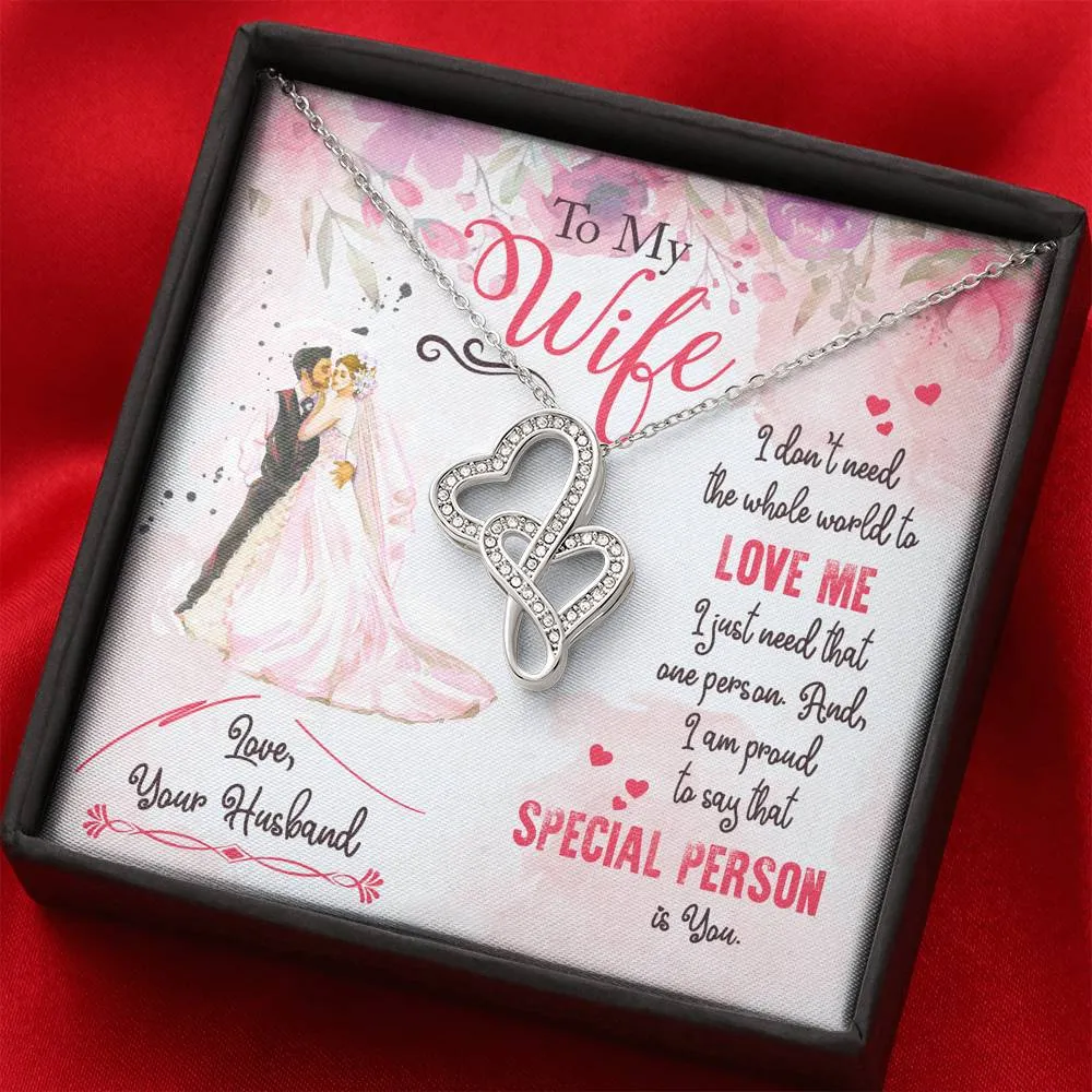 I just need you-Double Hearts Necklace for Wife