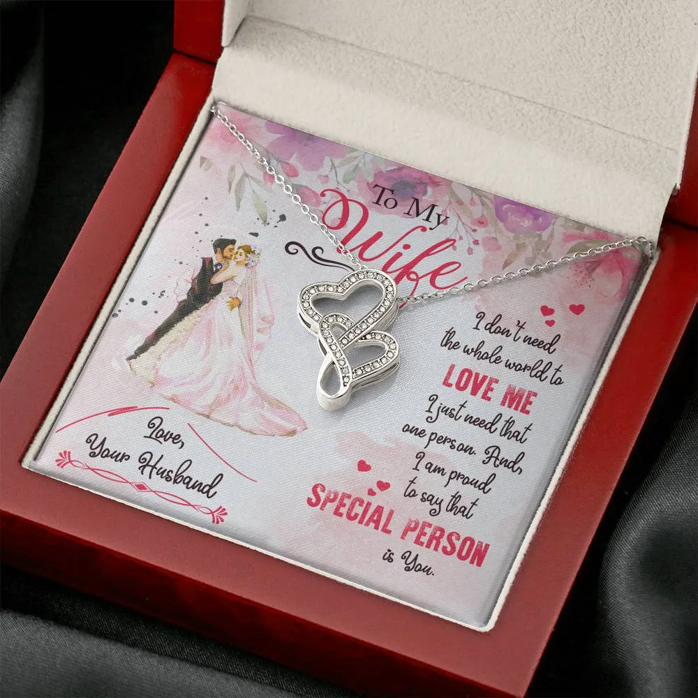 I just need you-Double Hearts Necklace for Wife