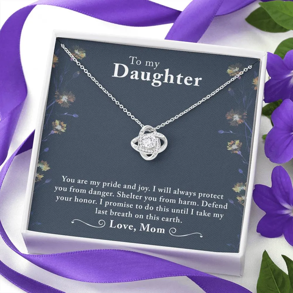 I will always protect you-Love Knot Necklace for Daughter From Mom
