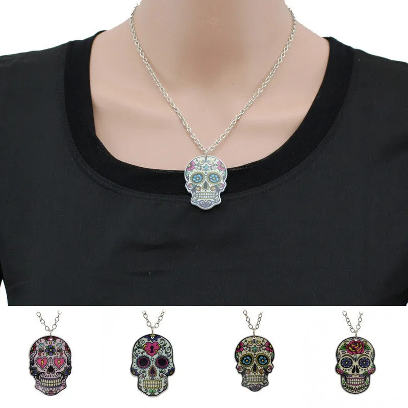 Impressive Colorful Skull 16" Chain Necklace