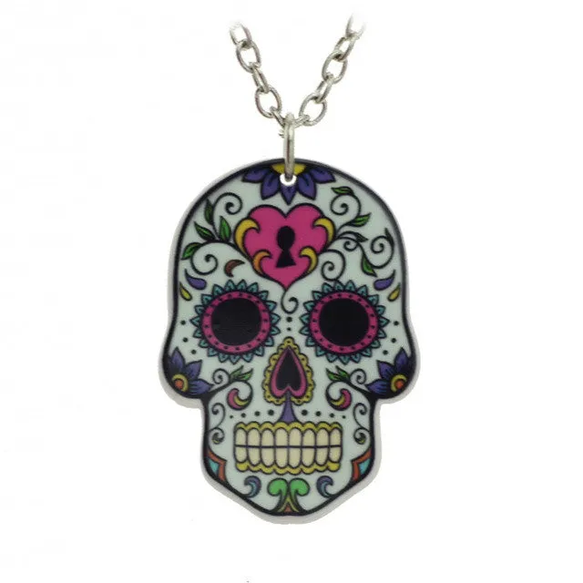 Impressive Colorful Skull 16" Chain Necklace