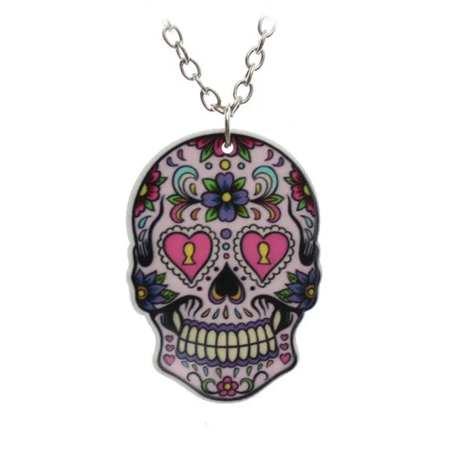 Impressive Colorful Skull 16" Chain Necklace