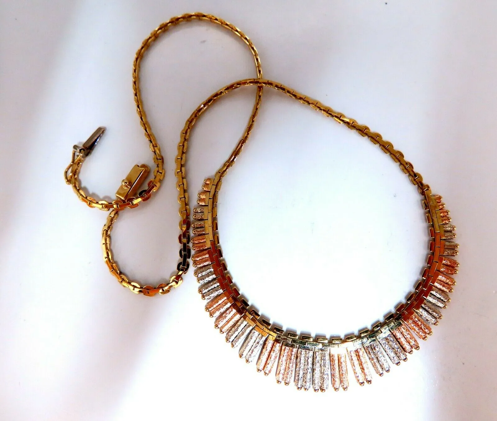 Inspiring Instrumental Portative Organ Graduating Tubular Linked Necklace 14kt