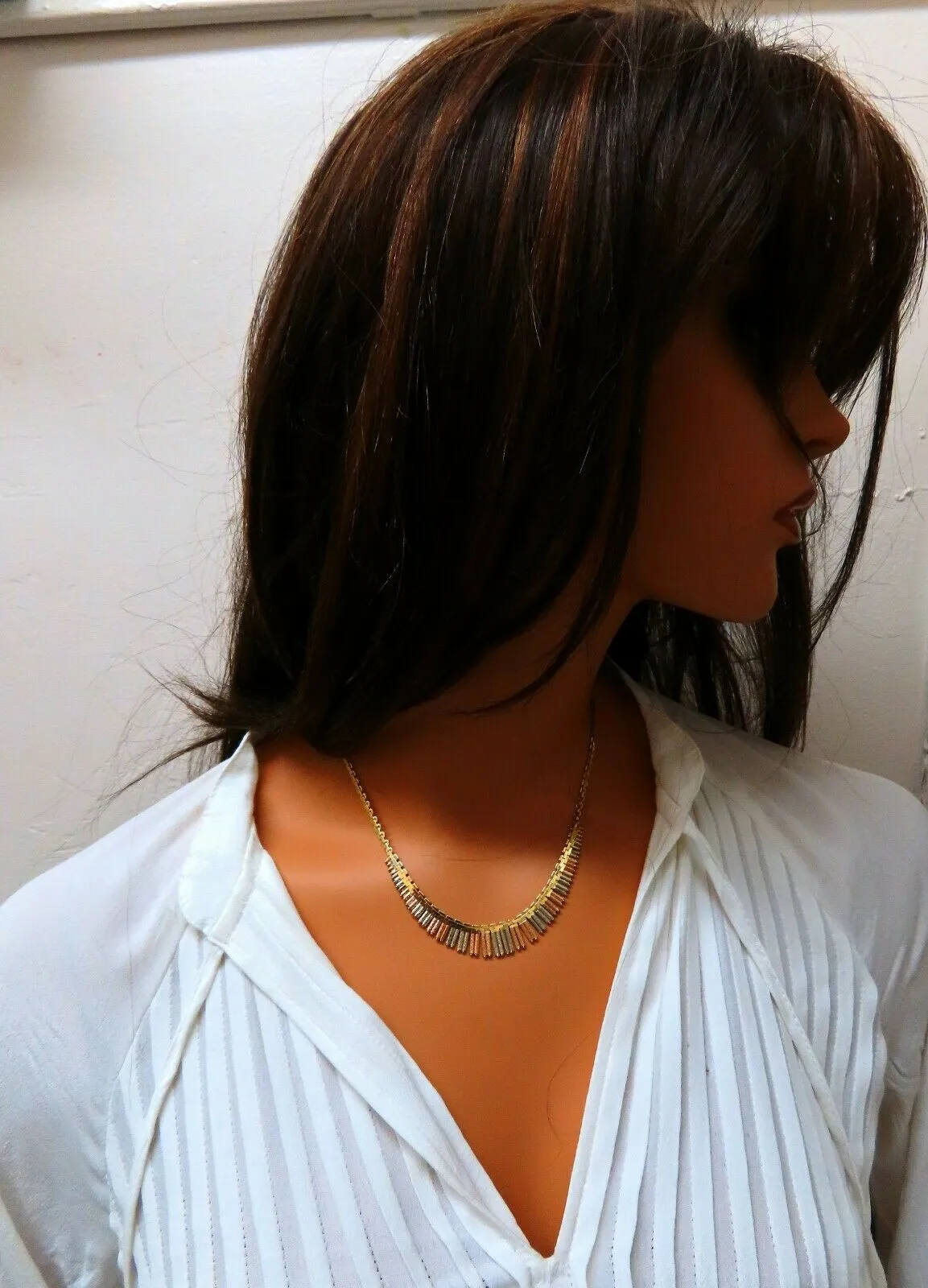 Inspiring Instrumental Portative Organ Graduating Tubular Linked Necklace 14kt