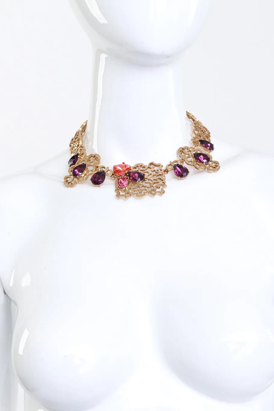 Jeweled Filigree Plate Necklace