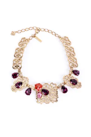 Jeweled Filigree Plate Necklace