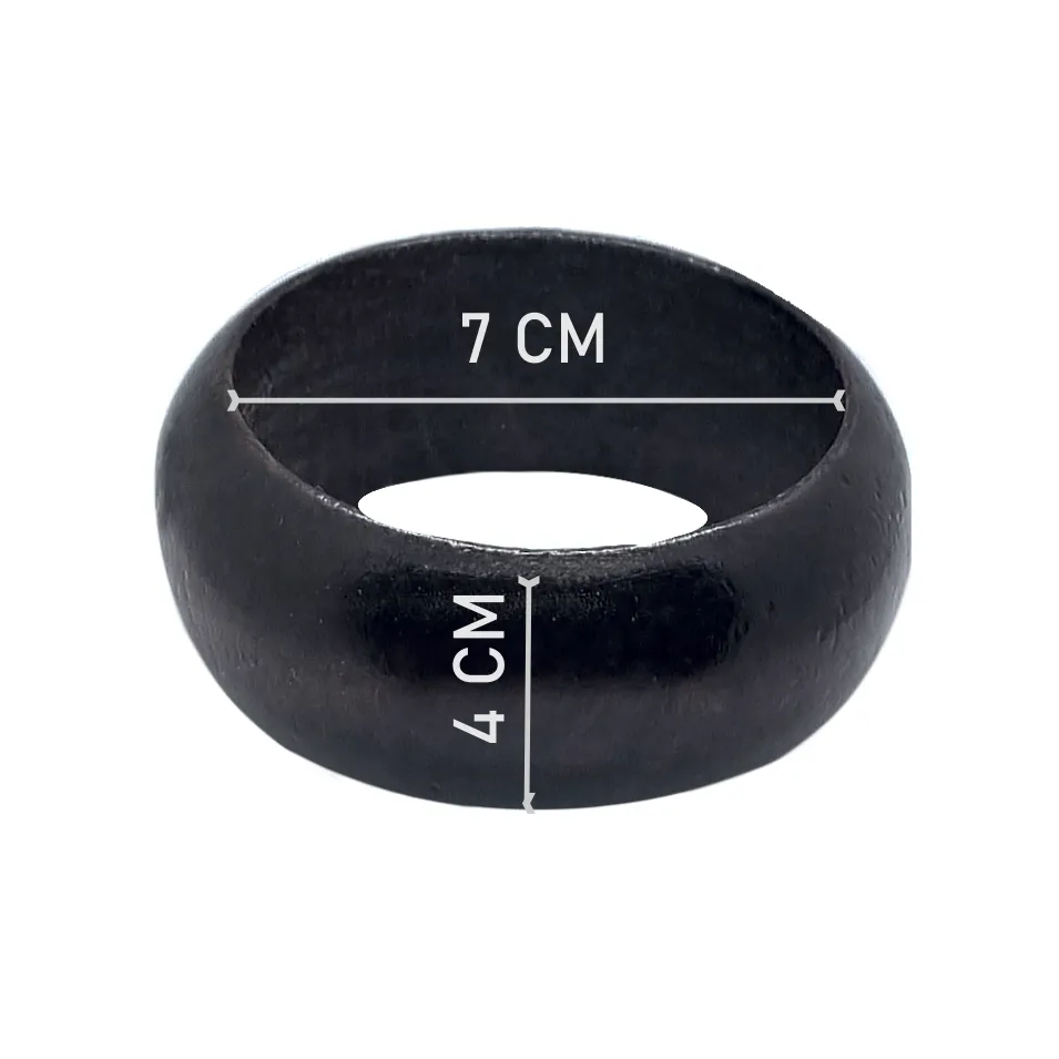 Lacquered Natural Large Wood Bangle - Black