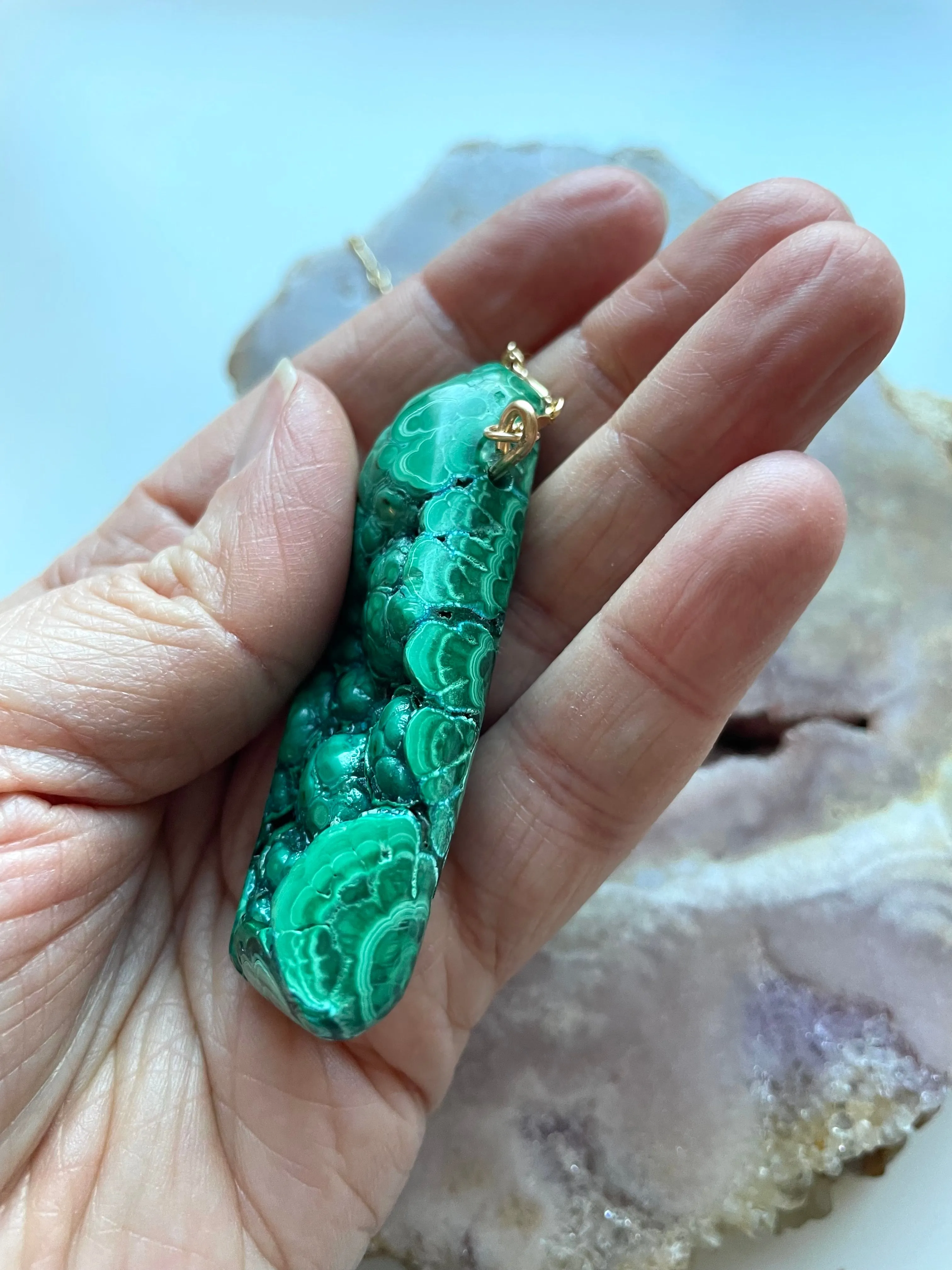 Large Malachite Statement Necklace on Gold