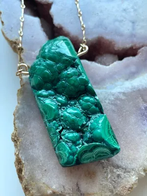 Large Malachite Statement Necklace on Gold