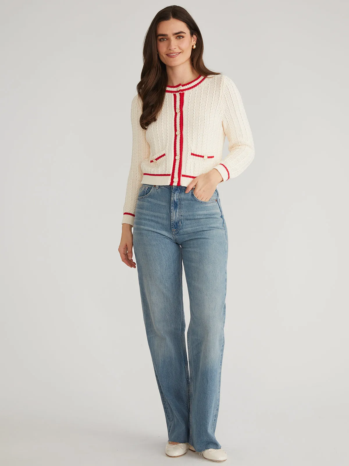 Laurel: Crewneck Tipped Cardigan