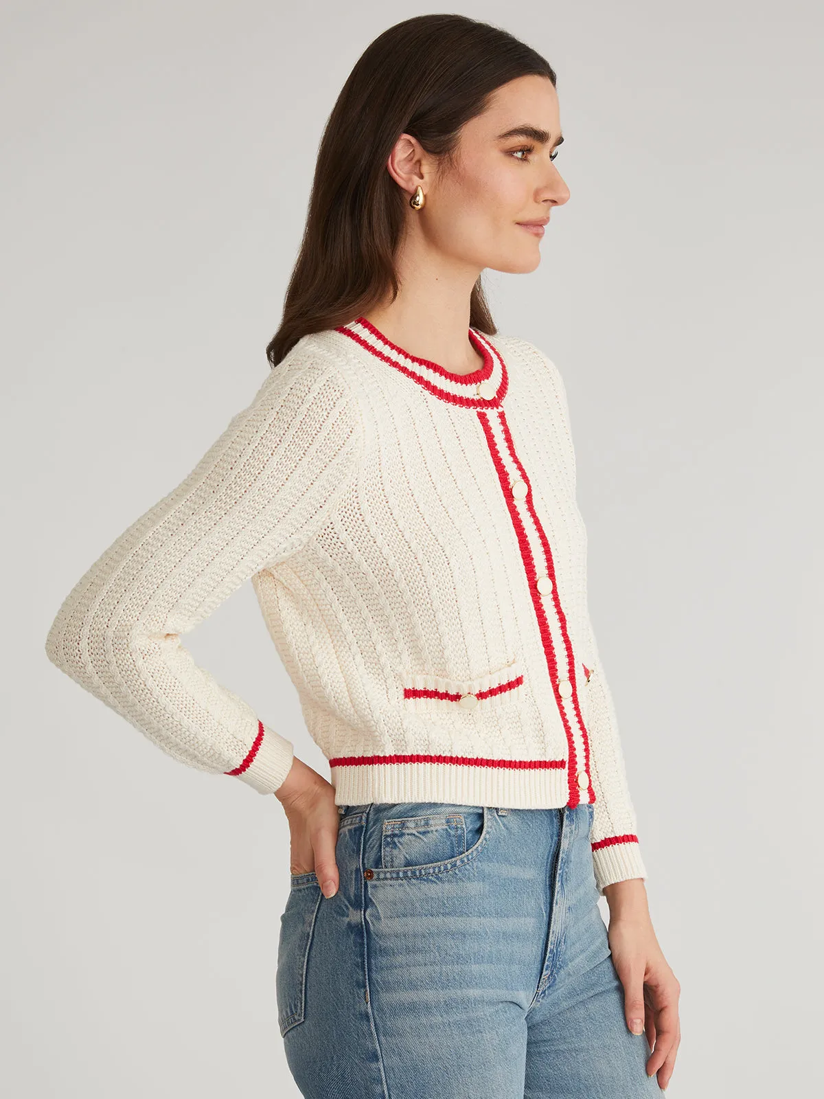 Laurel: Crewneck Tipped Cardigan
