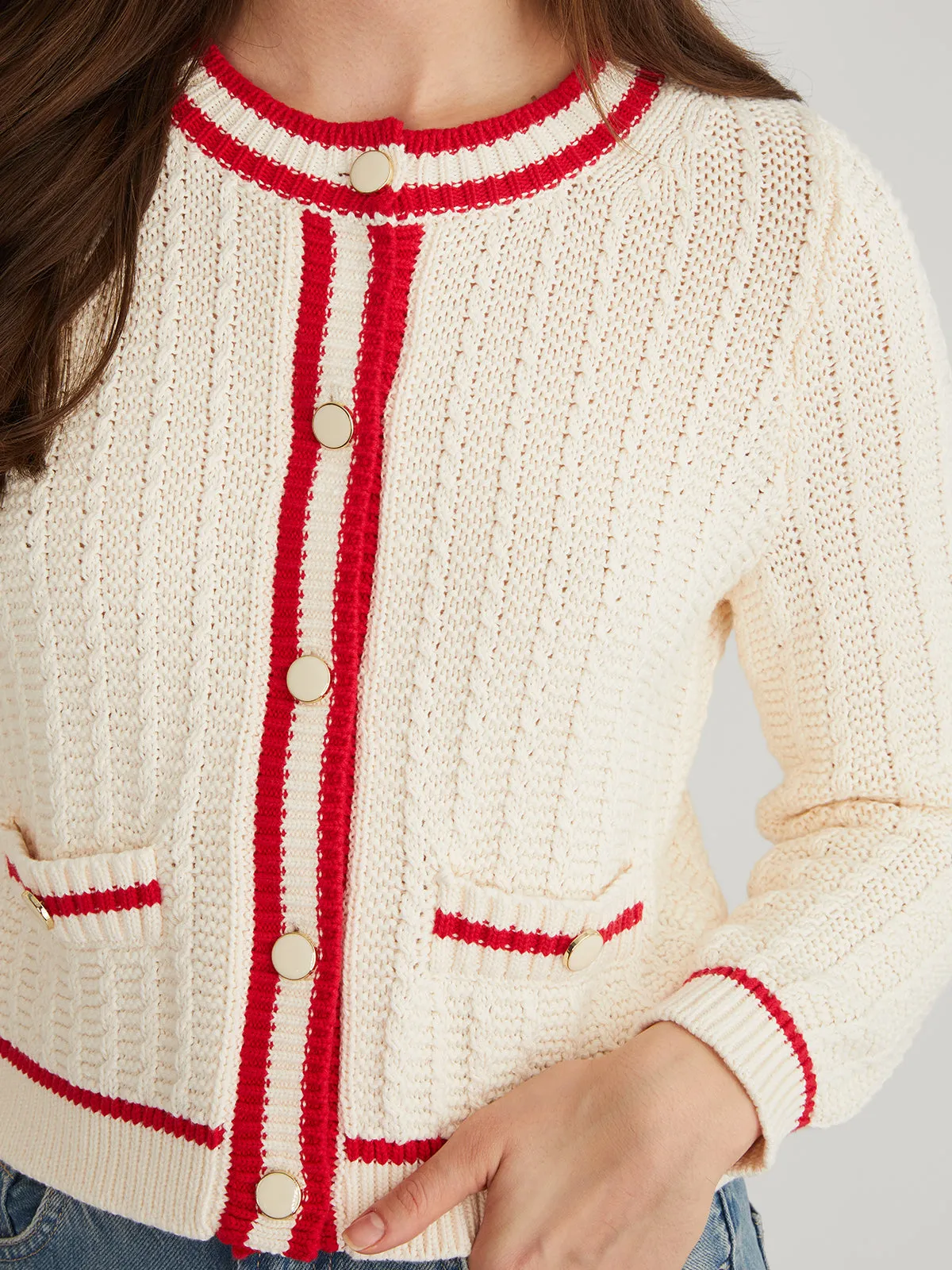 Laurel: Crewneck Tipped Cardigan