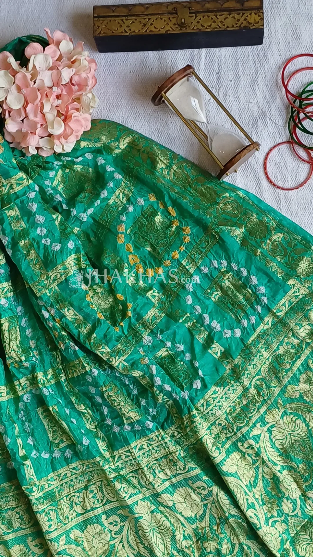 Leaf Green Banarasi Gharchola Soft Silk Dupatta