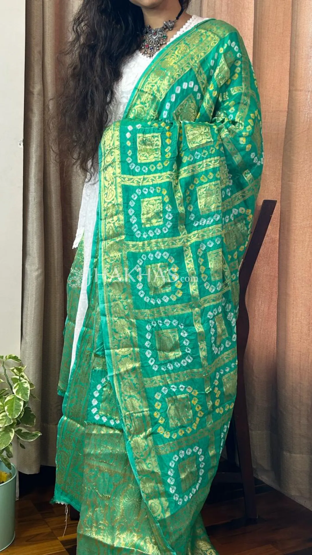 Leaf Green Banarasi Gharchola Soft Silk Dupatta