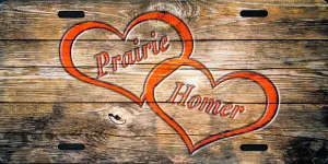 License Plate, Names in Hearts / Wooden Slats