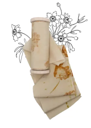 Limited Edition Eco Print #19 Crepe de Chine Silk Ribbon - Ivory
