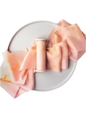 Limited Edition Eco Print #4 Habotai Silk Ribbon - Pink
