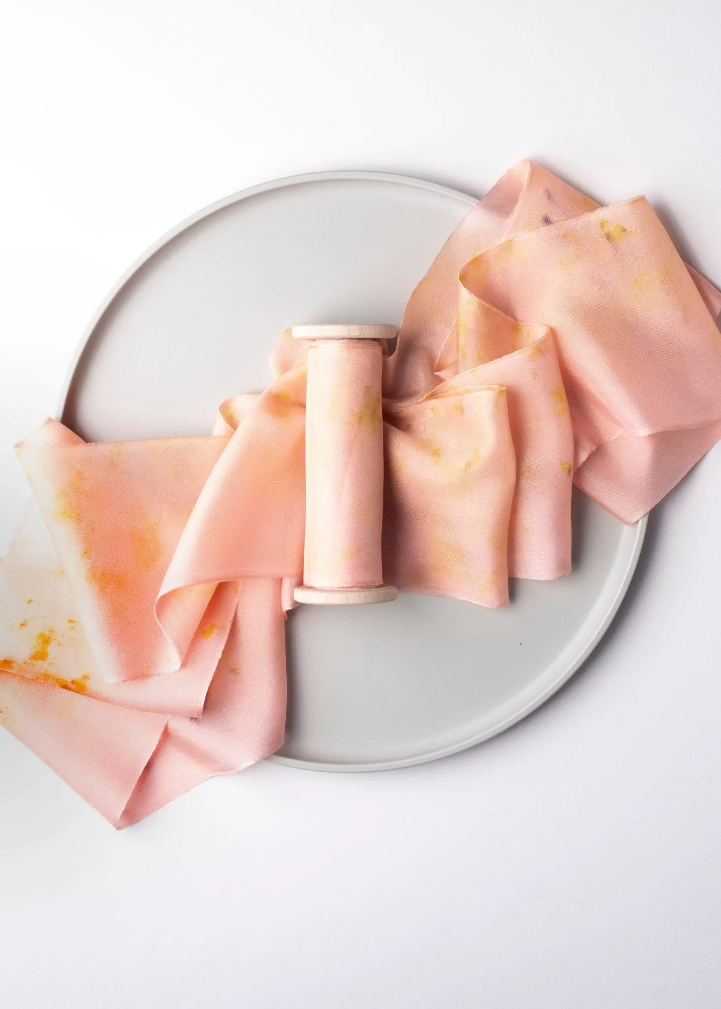 Limited Edition Eco Print #4 Habotai Silk Ribbon - Pink