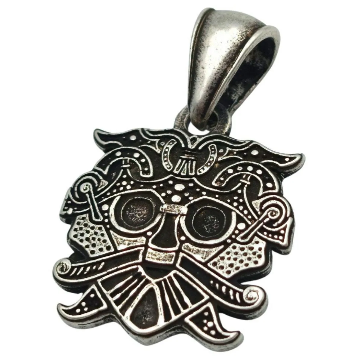 Loki mask bronze pendant