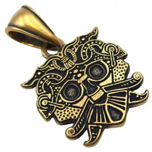 Loki mask bronze pendant
