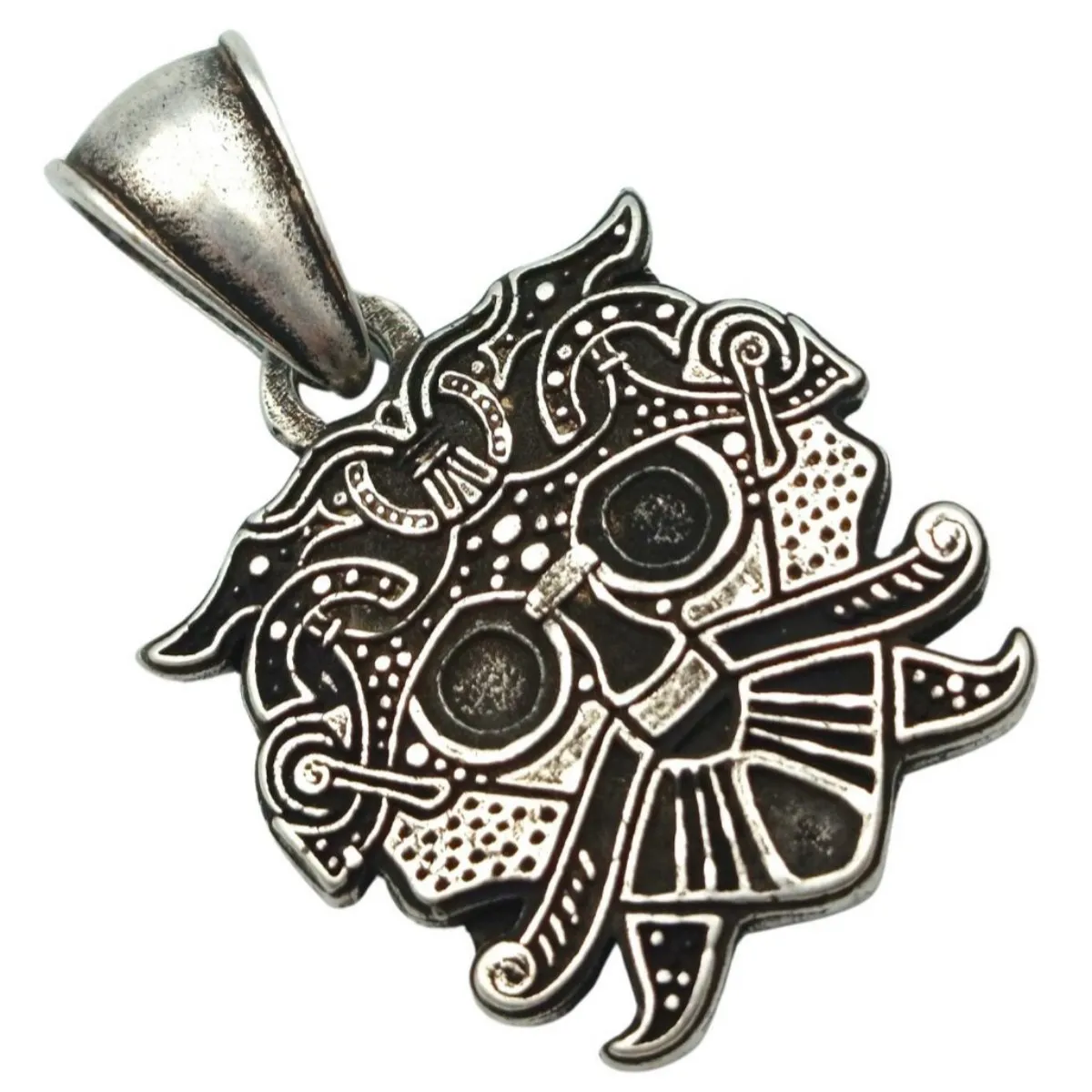 Loki mask bronze pendant