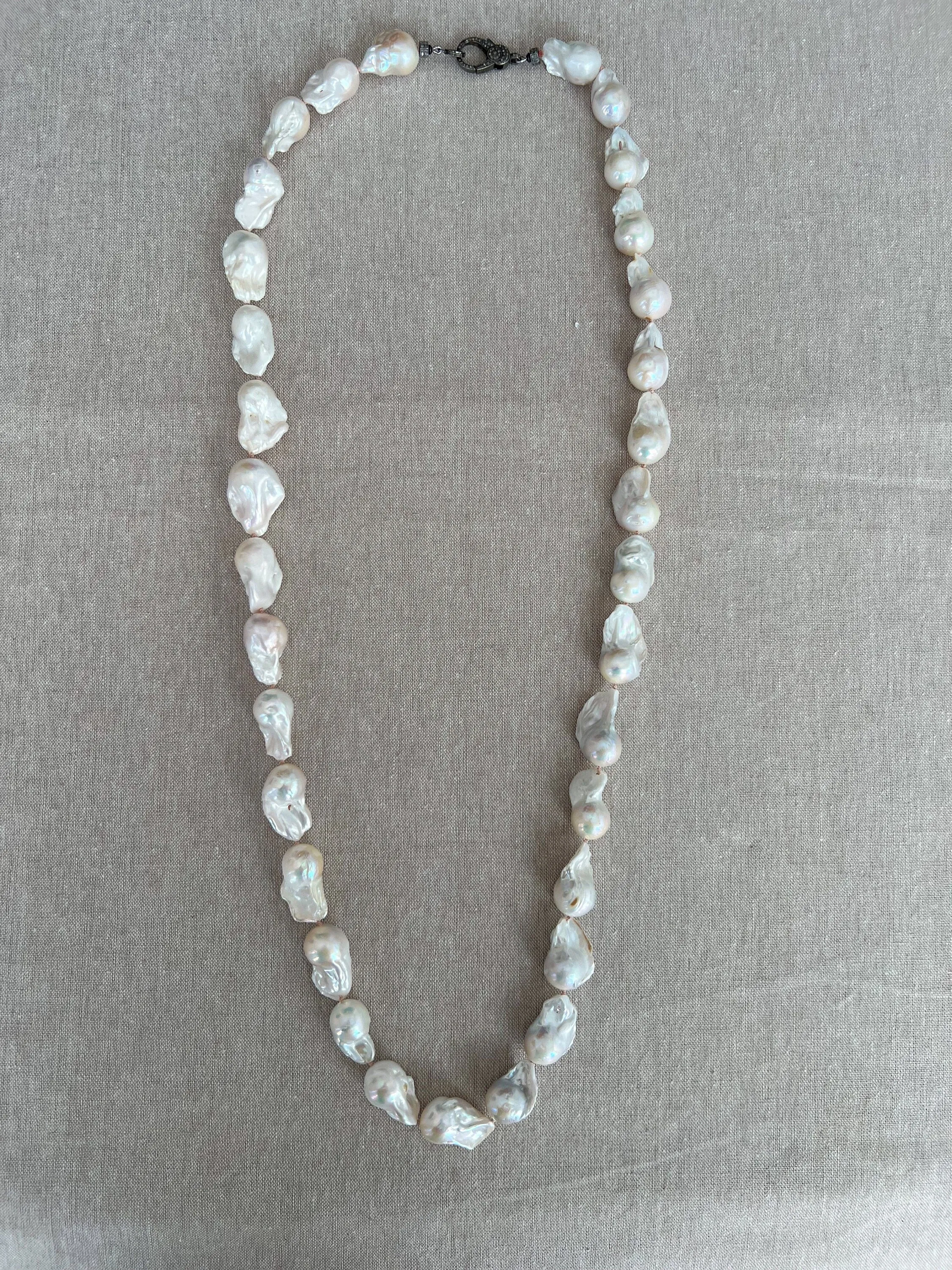 Long Baroque Pearl Necklace, Classic Necklace, Gift for Mom, Gift for Her, Hand Knotted Pearls, Stylish Pearl Necklace, Summer Jewelry
