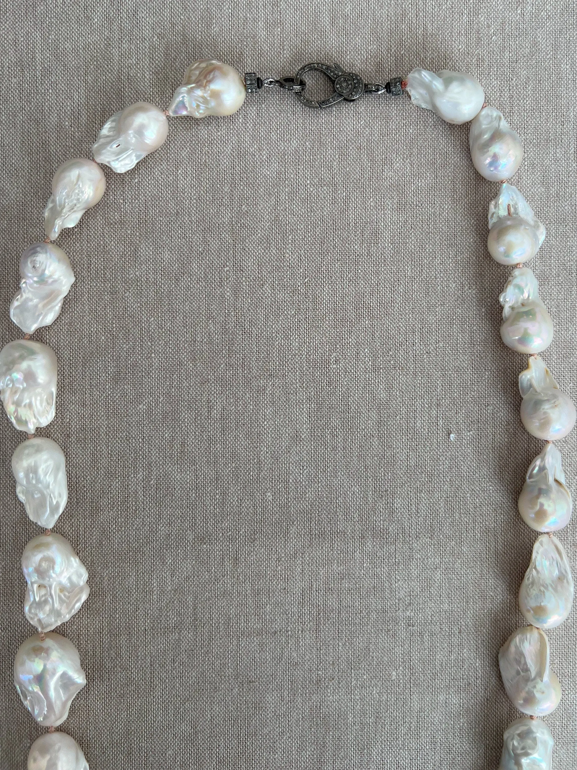 Long Baroque Pearl Necklace, Classic Necklace, Gift for Mom, Gift for Her, Hand Knotted Pearls, Stylish Pearl Necklace, Summer Jewelry