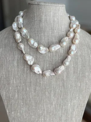 Long Baroque Pearl Necklace, Classic Necklace, Gift for Mom, Gift for Her, Hand Knotted Pearls, Stylish Pearl Necklace, Summer Jewelry