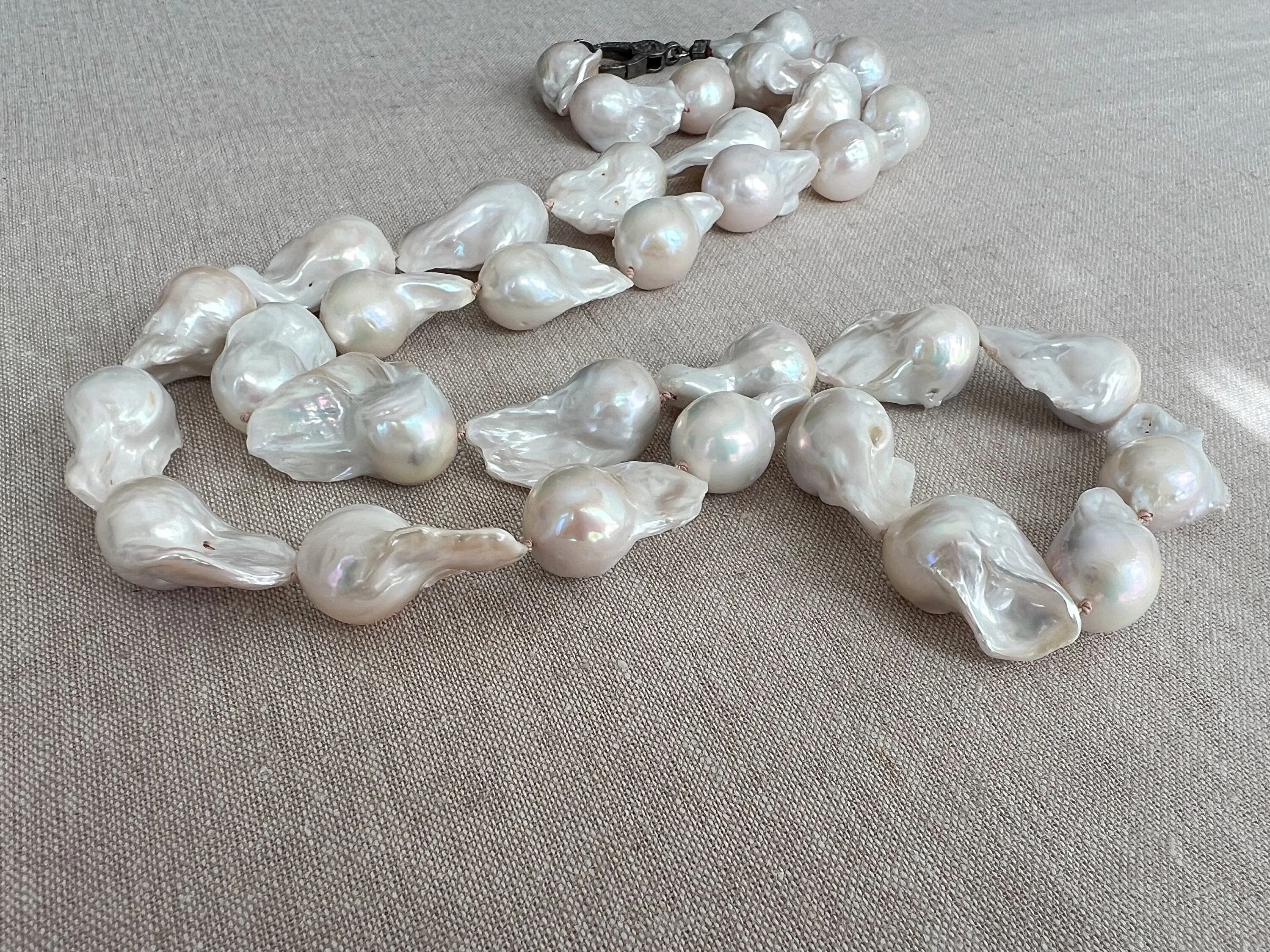 Long Baroque Pearl Necklace, Classic Necklace, Gift for Mom, Gift for Her, Hand Knotted Pearls, Stylish Pearl Necklace, Summer Jewelry