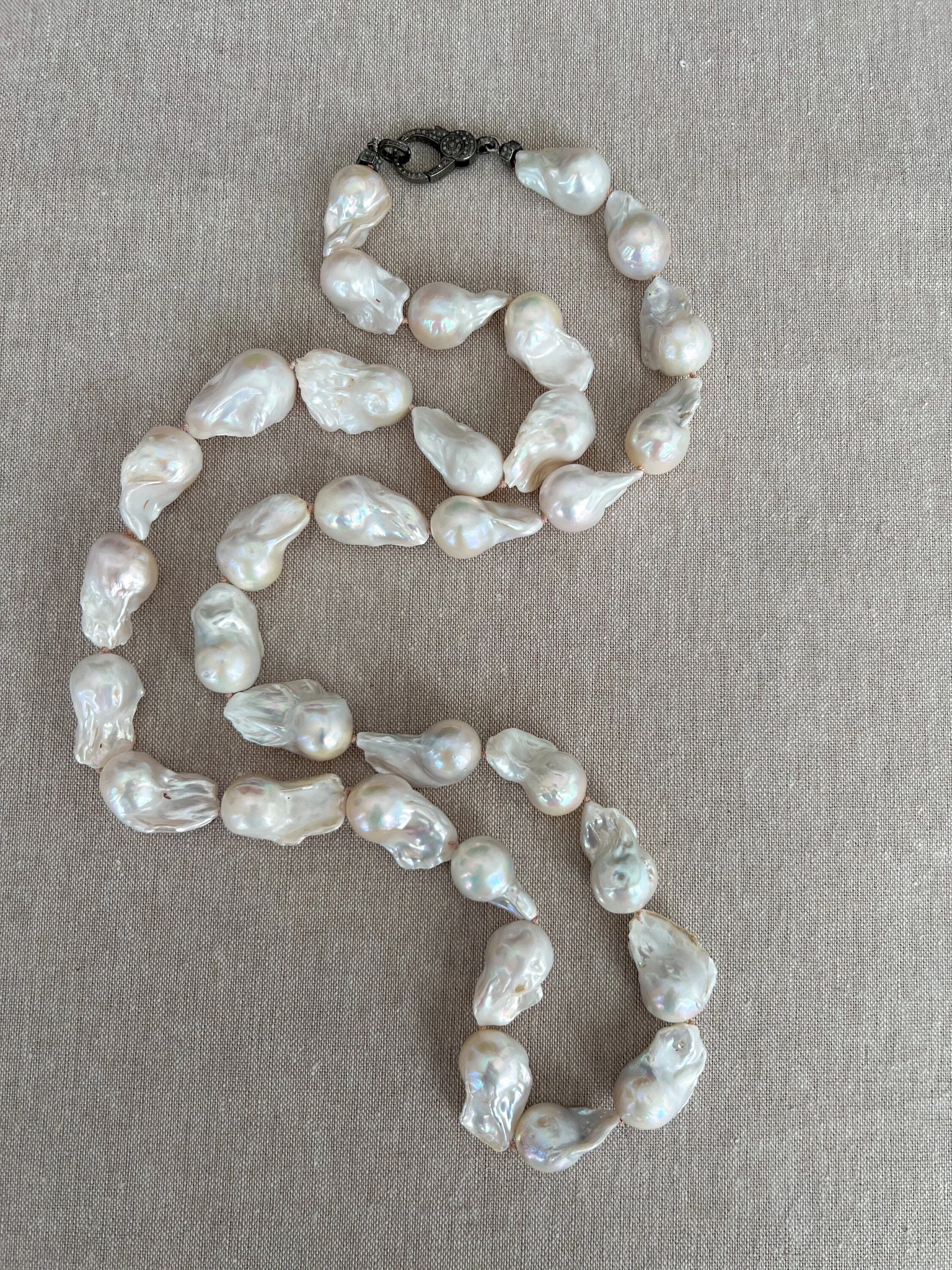 Long Baroque Pearl Necklace, Classic Necklace, Gift for Mom, Gift for Her, Hand Knotted Pearls, Stylish Pearl Necklace, Summer Jewelry