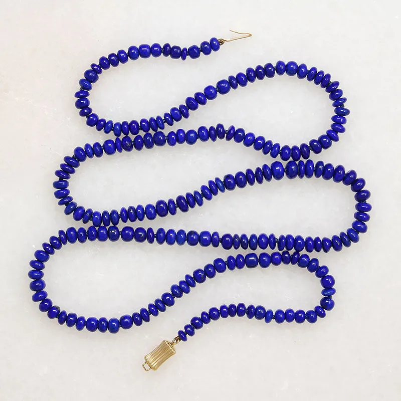 Luxe Strand of Lapis Beads with 14k Gold Clasp