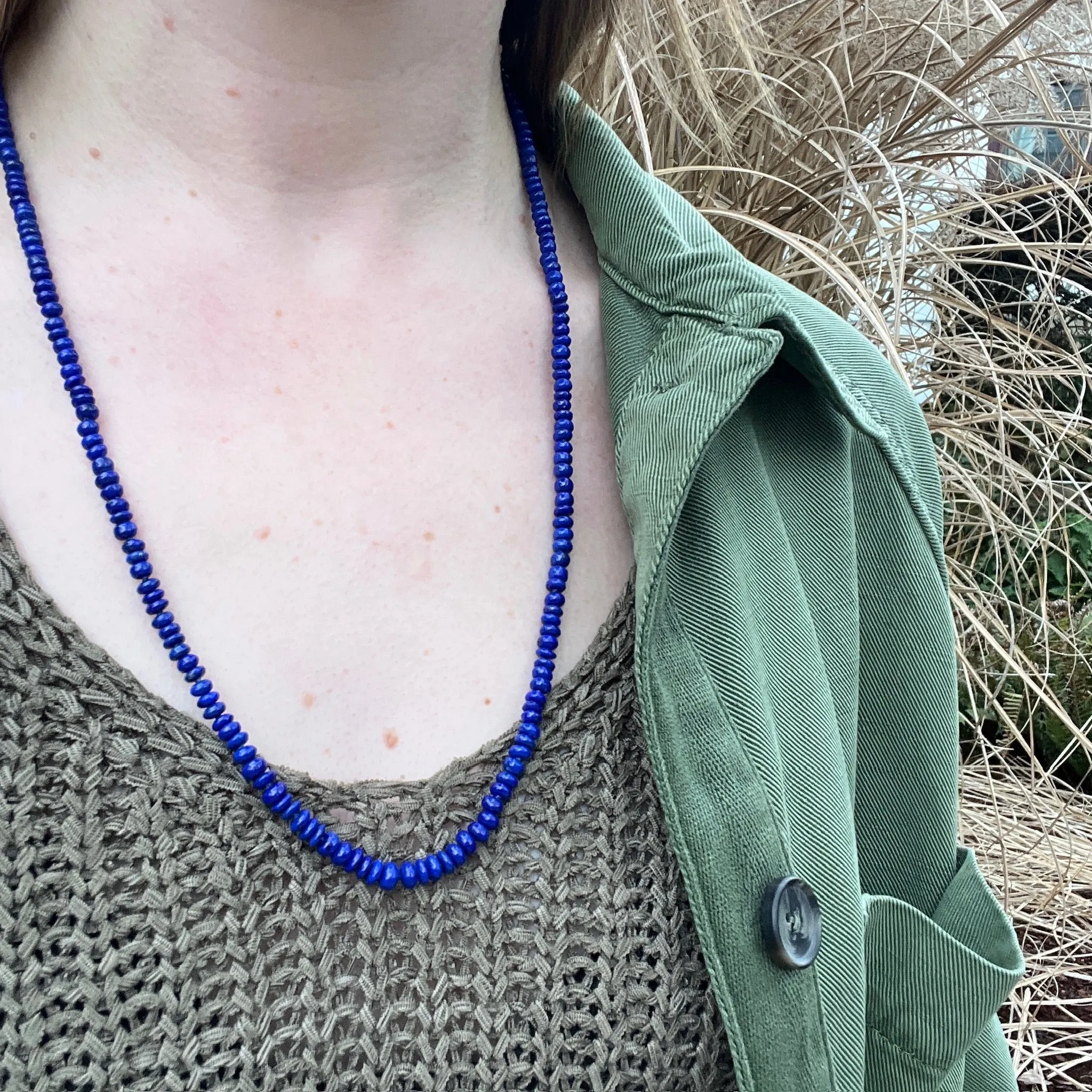 Luxe Strand of Lapis Beads with 14k Gold Clasp