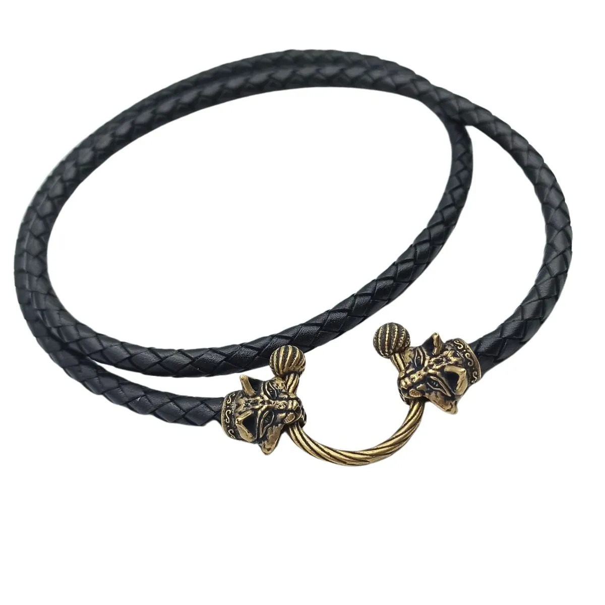 Lynx cat leather necklace