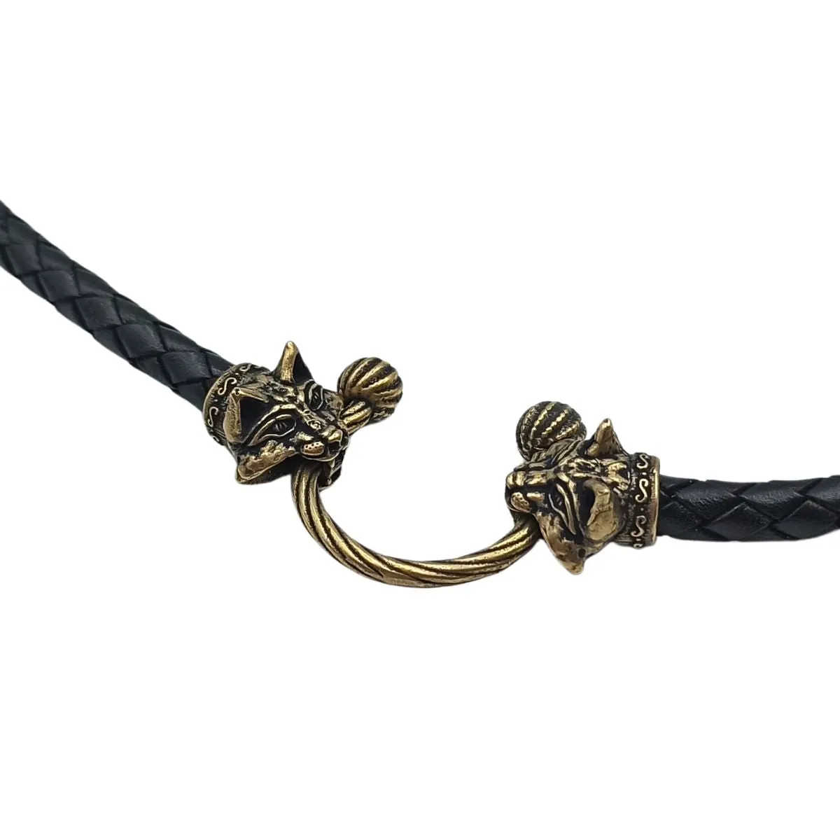 Lynx cat leather necklace