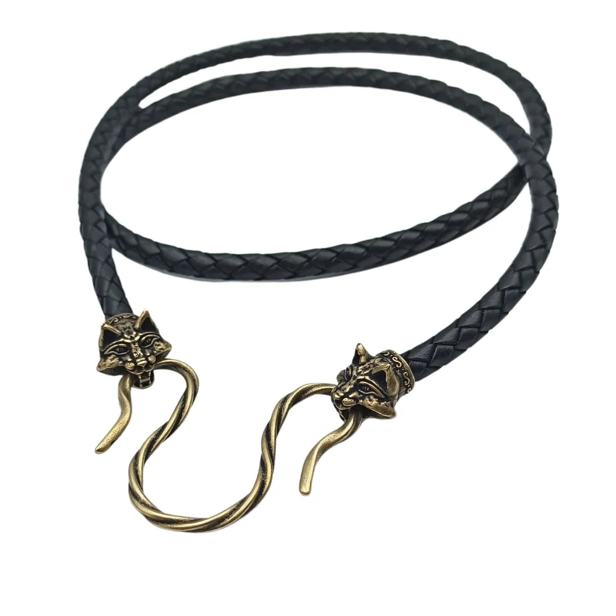 Lynx cat leather necklace