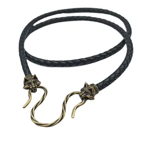 Lynx cat leather necklace