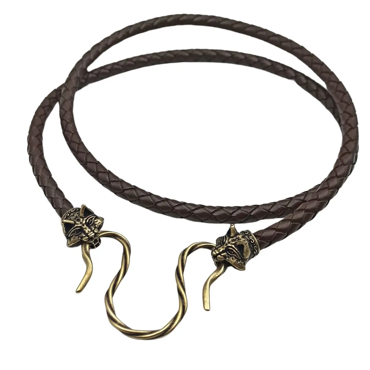 Lynx cat leather necklace