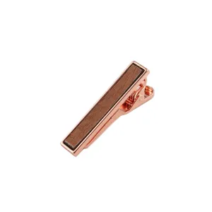 Macaranduba Wooden Inlay-Rose Gold Tie Bar