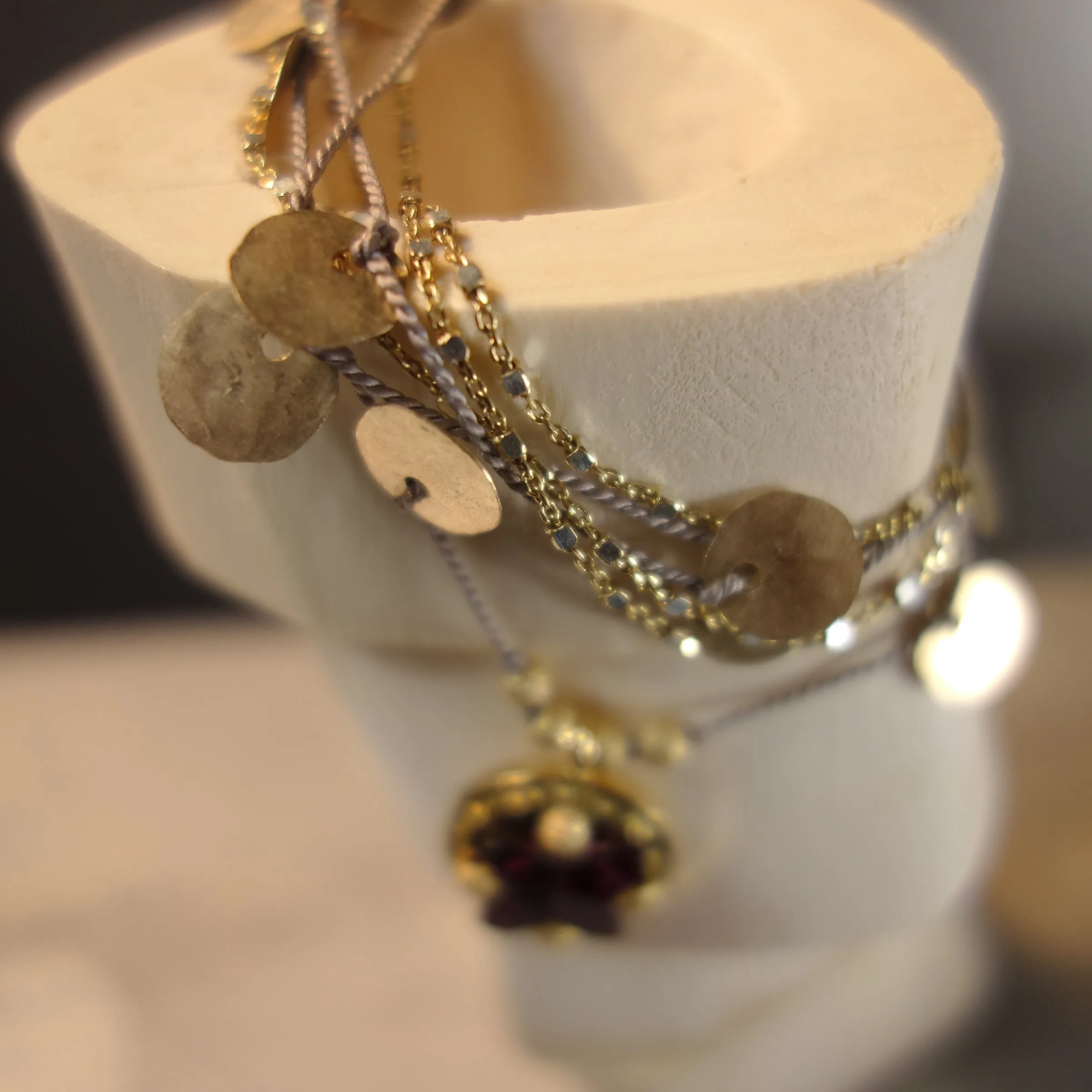 Make the Red Queen Jealous: garnet and gold mosaic necklace