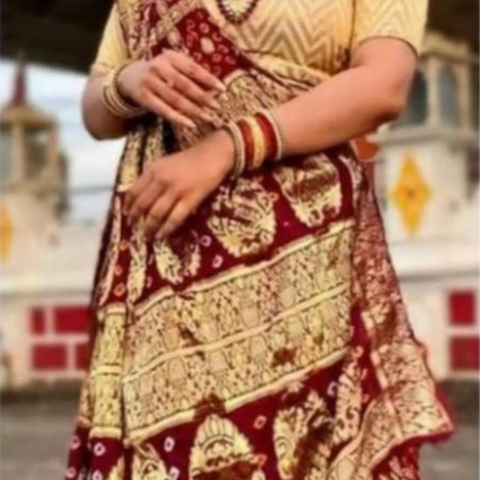 Maroon Bandhej Banarasi Silk Saree