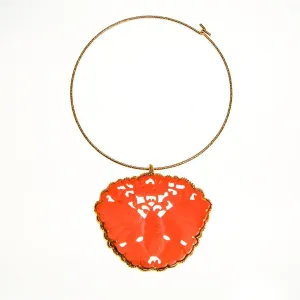 Massive Kenneth Lane Coral Butterfly Pendant Necklace