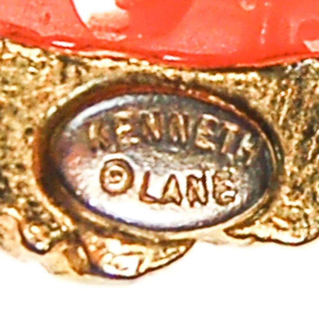 Massive Kenneth Lane Coral Butterfly Pendant Necklace