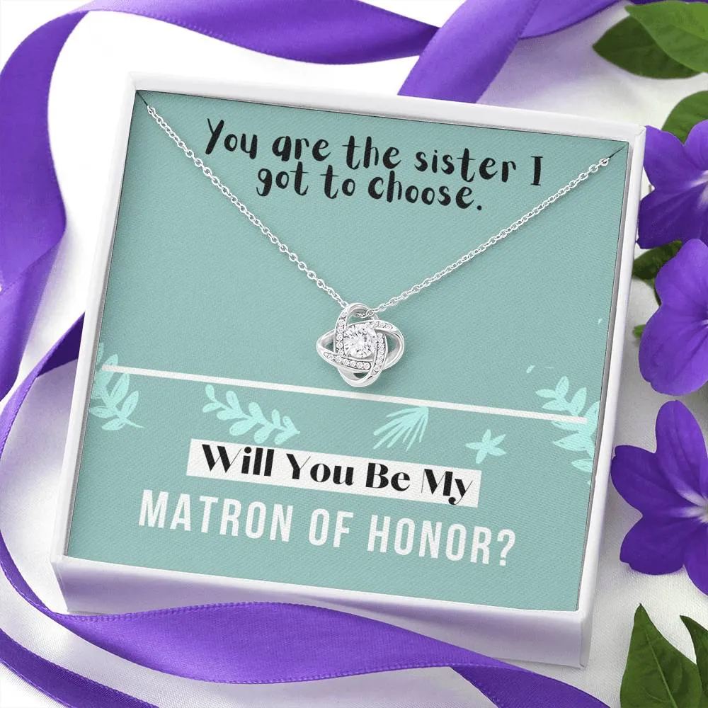 Matron of Honor Love Knot Necklace