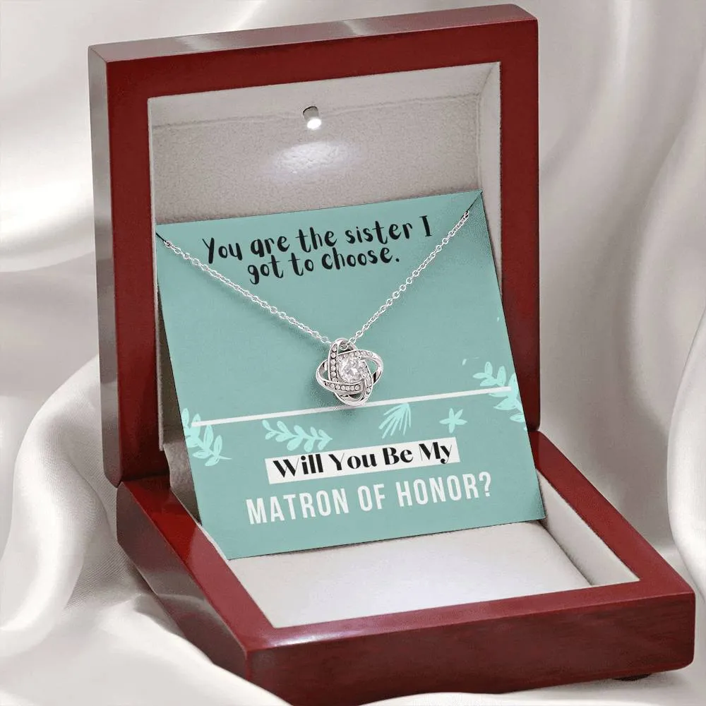 Matron of Honor Love Knot Necklace